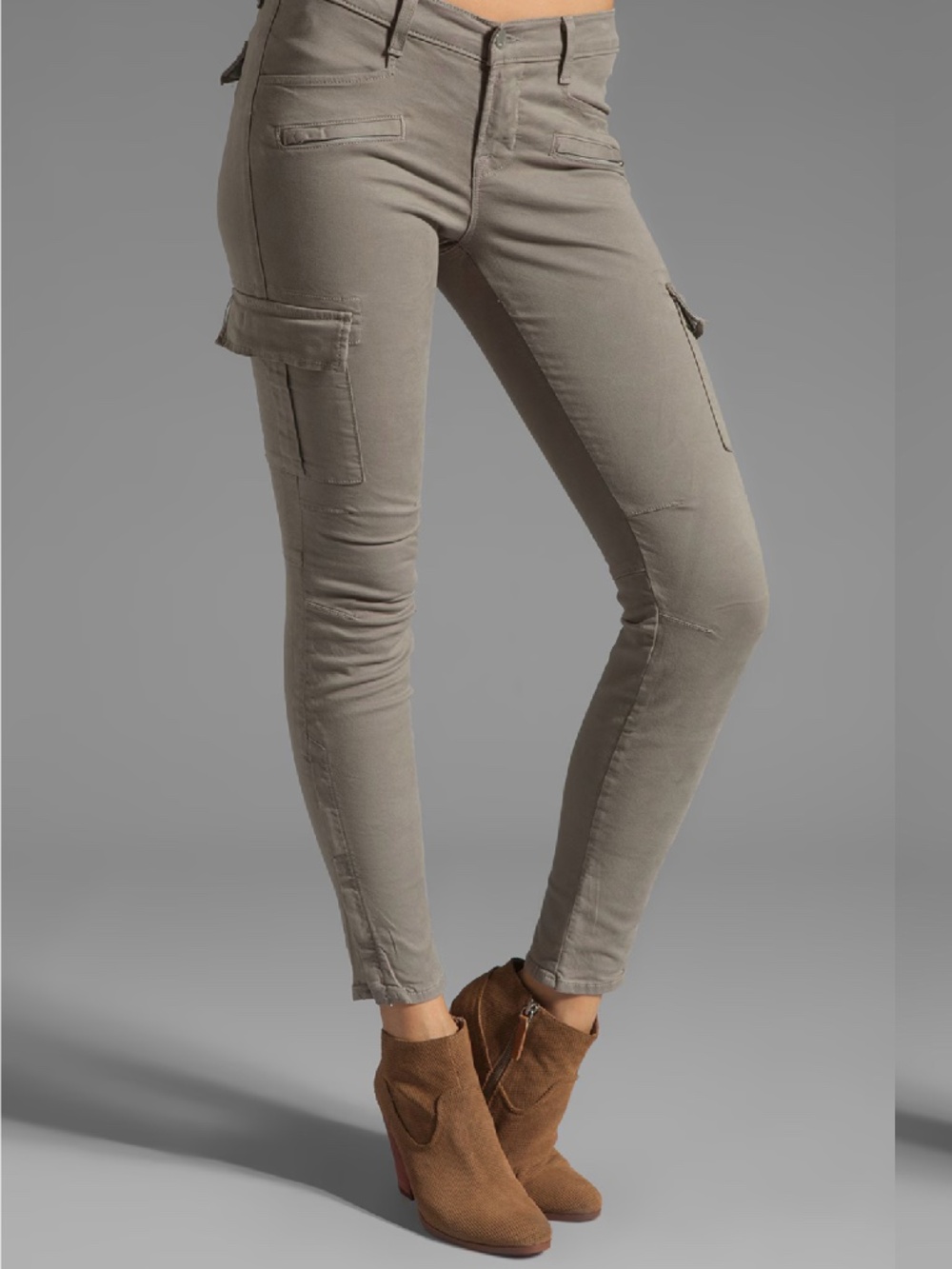 J Brand Grayson Skinny Ankle Zip Cargo Pants in Vin Storm Gray Size 28